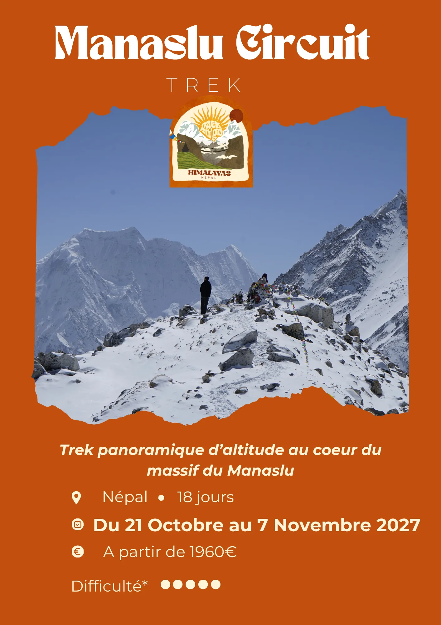 Affiche du trek Manaslu Circuit 2027 – Pack and Go