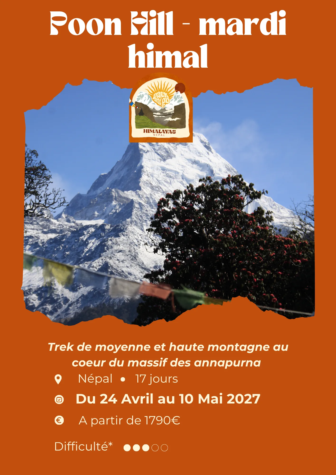 Affiche du trek Poon Hill – Mardi Himal 2027 – Pack and Go