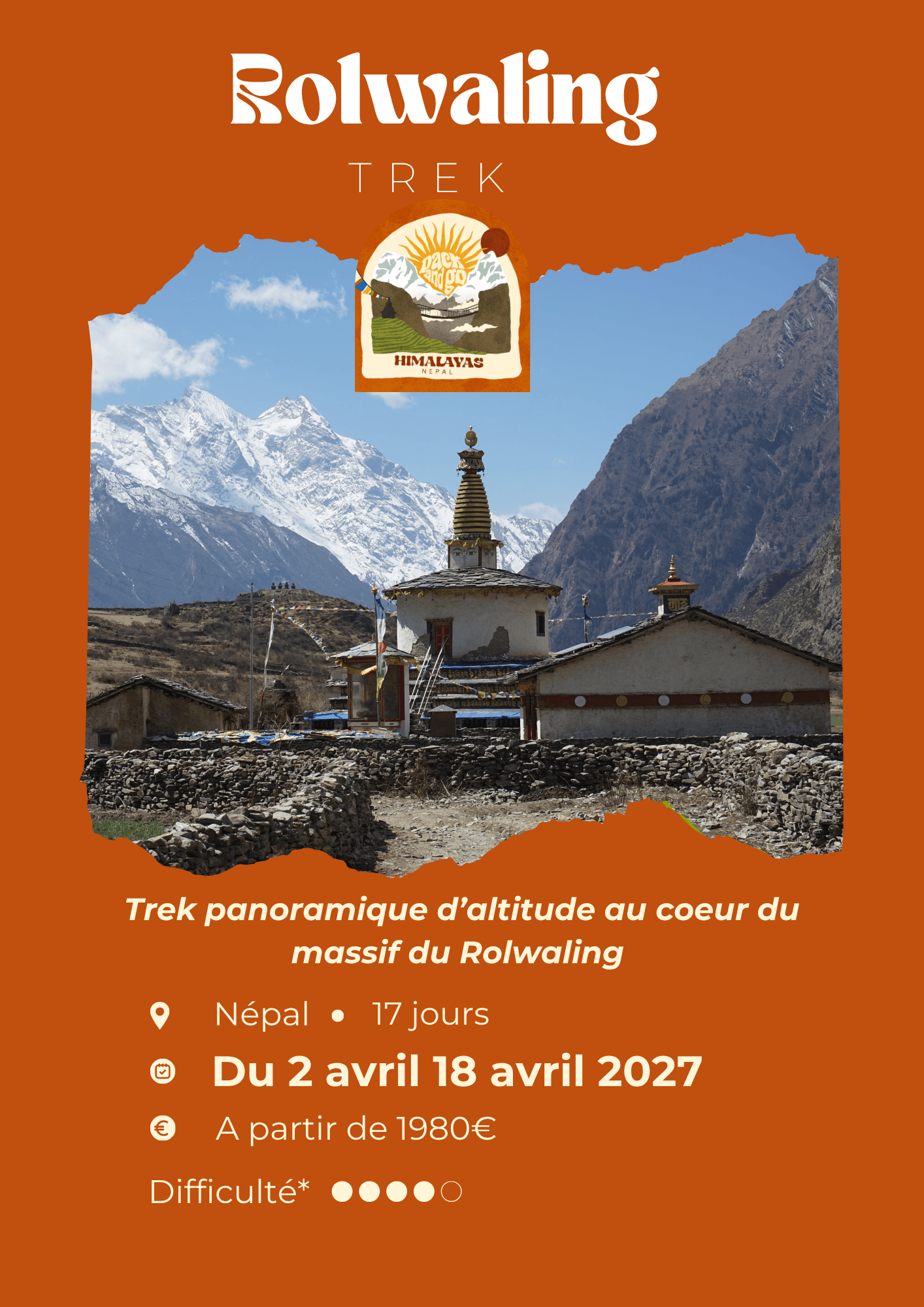 Affiche du trek Rolwaling 2027 – Pack and Go